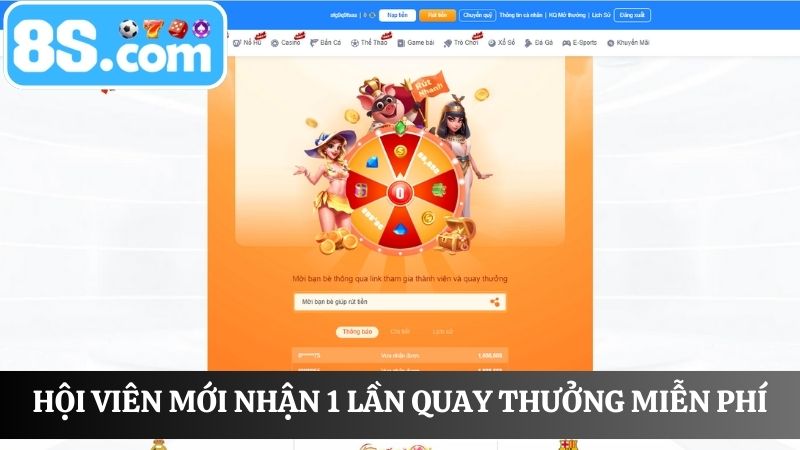 nhận 1 vòng quay may mắn 8S