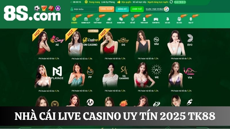 Top live casino uy tín nhất 2025 - TK88