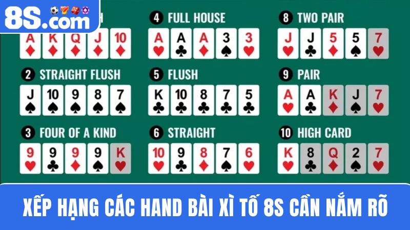 các hand bài Xì Tố 8S